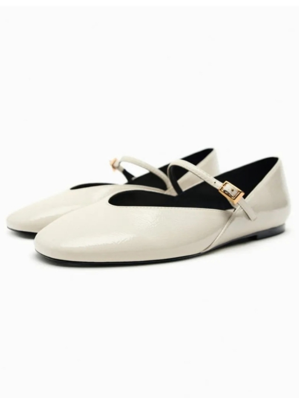 Zara faux‎ patent leather ballet flats.